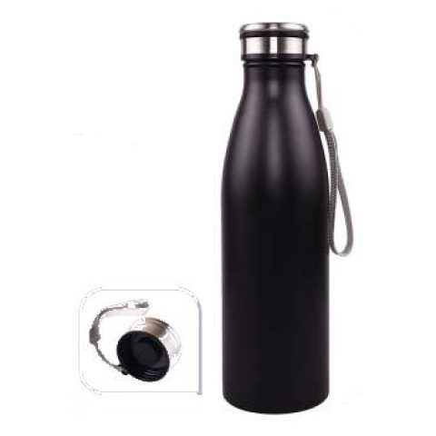 Stainless steel bottle with strap, 750 ml