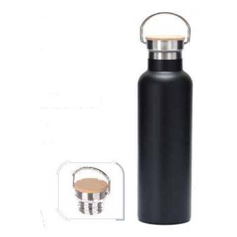 Bamboo-finish vacuum bottle, 750 ml