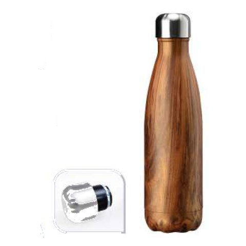 Wood-finish insulated bottle, 500 ml
