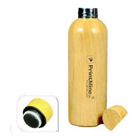 Bamboo-finish vacuum bottle, 500 ml
