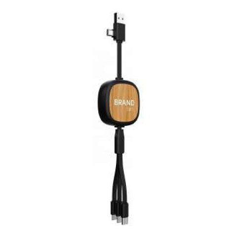 Retractable 4-in-1 charging cable (bamboo)