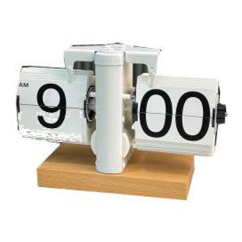 Flip clock on wooden base