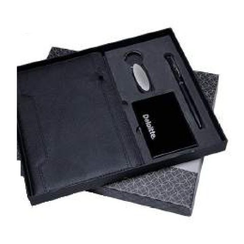 4-in-1 gift set: Metal pen + Diary + Metal keychain + Metal visiting card holder