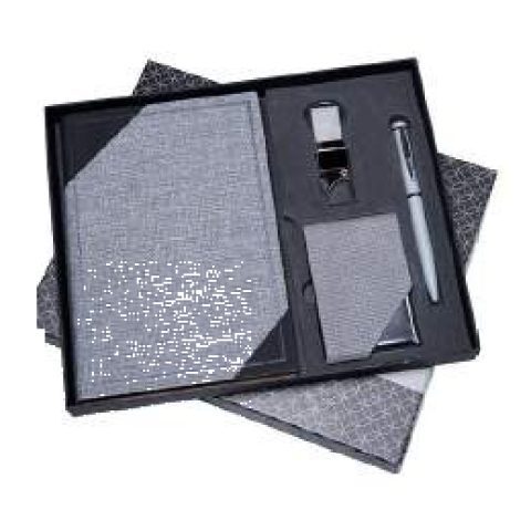 4-in-1 gift set: Metal pen + Diary + Metal keychain + Metal visiting card holder