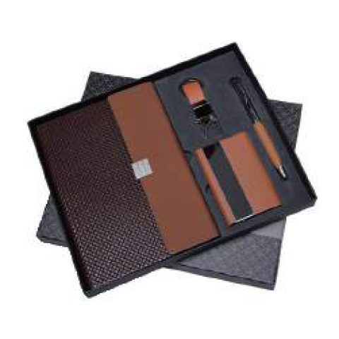 4-in-1 gift set: Metal pen + Diary + Metal keychain + Metal visiting card holder