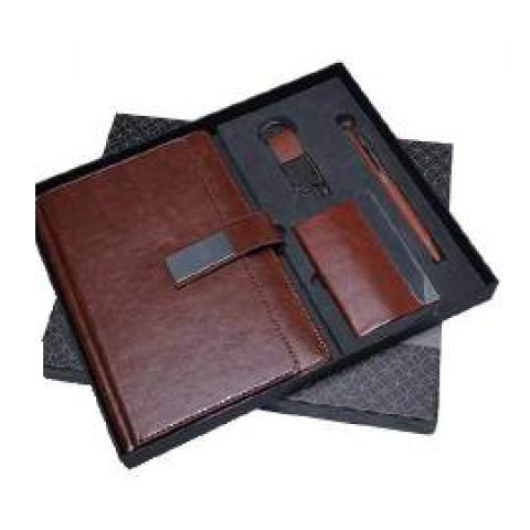4-in-1 gift set: Metal pen + Diary + Metal keychain + Metal visiting card holder