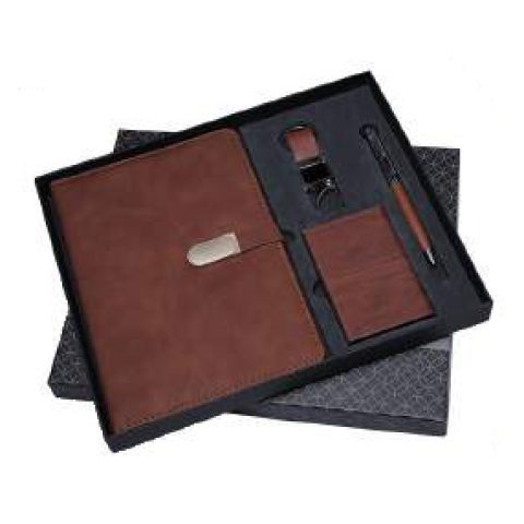 4-in-1 gift set: Metal pen + Diary + Metal keychain + Metal visiting card holder