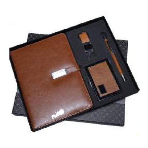 4-in-1 gift set: Metal pen + Diary + Metal keychain + Metal visiting card holder