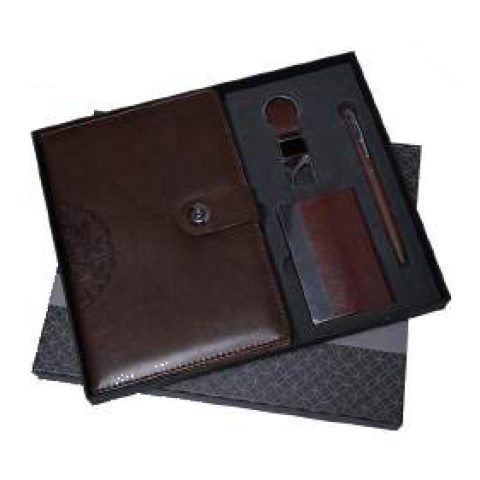 4-in-1 gift set: Metal pen + Diary + Metal keychain + Metal visiting card holder