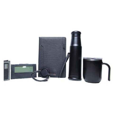 7-in-1 gift set: Water bottle + Card holder + Notebook + Pen + Table clock + Mug + USB