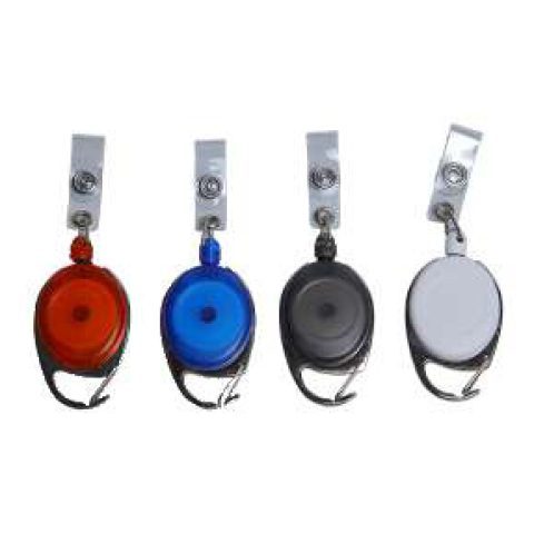 Retractable badge reel, carabiner type