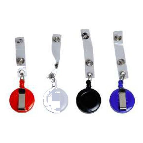Retractable badge reel with belt clip