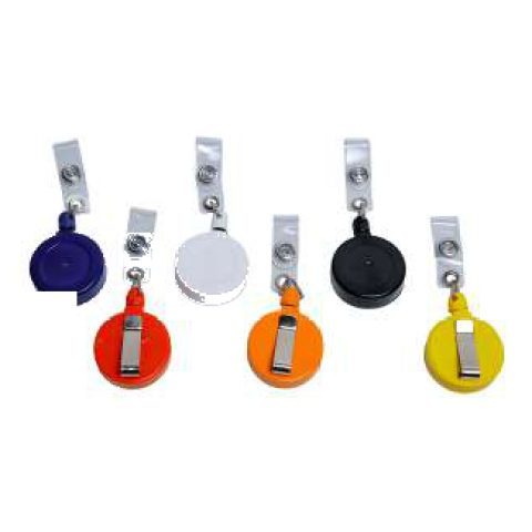 Retractable badge reel, round (assorted colours)