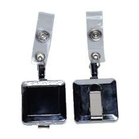Metal retractable badge reel, square