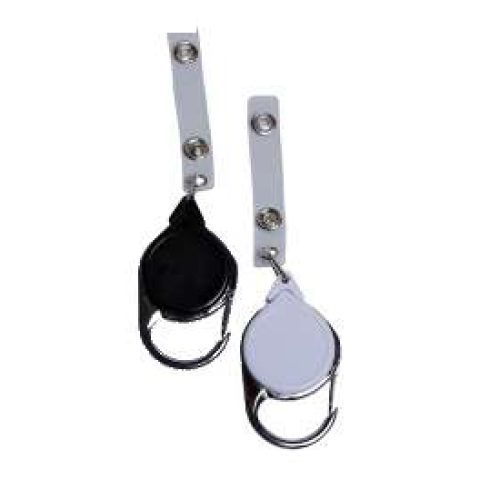 Retractable badge reel, teardrop with carabiner
