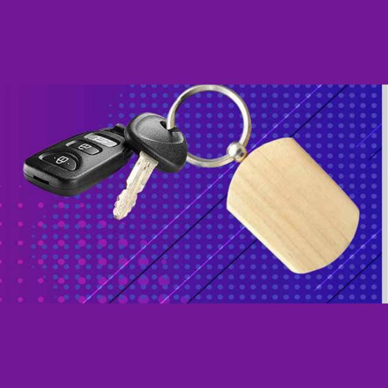 Wooden keychain, rounded