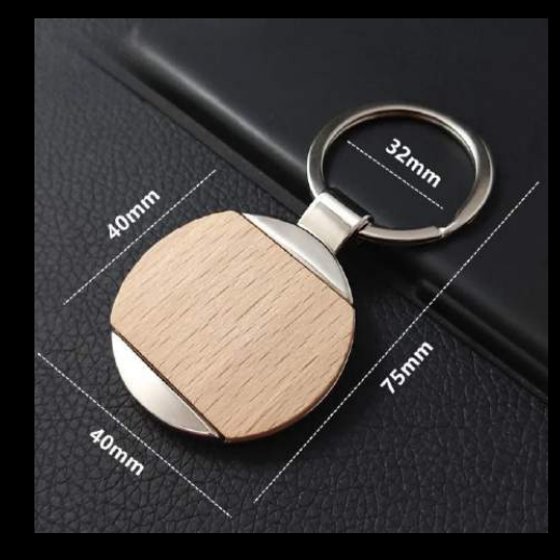 Bamboo keychain, round