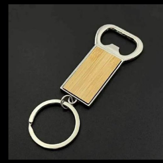 Bamboo keychain with bottle opener