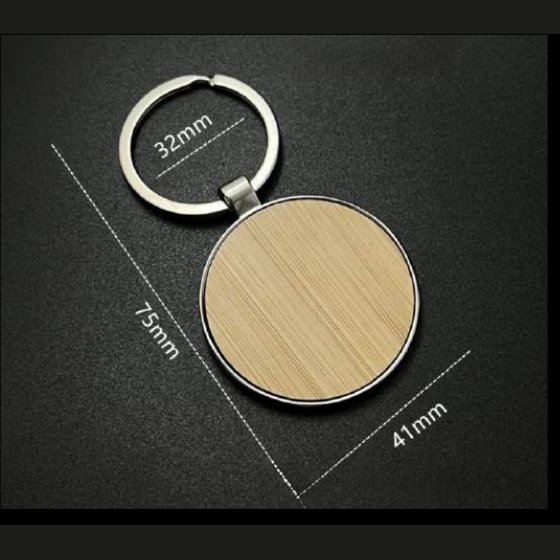 Bamboo keychain, round disc