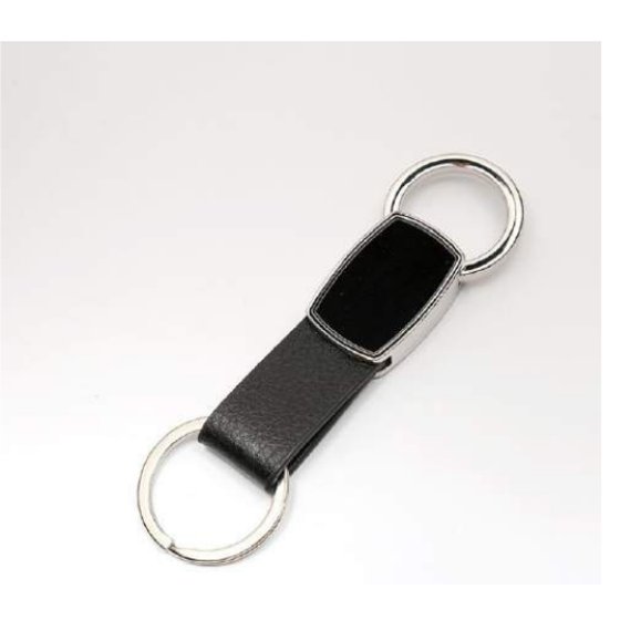 Leather keychain with dual ring