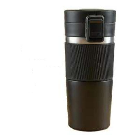 Steel mug with locking lid, 450 ml approx.