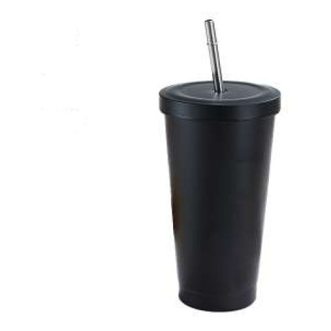 Insulated coffee mug with straw, 500 ml